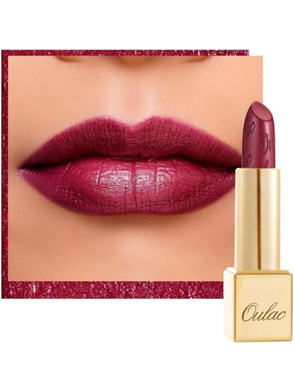 🆕 Metallic Shine Dark Red Lipstick Moisturizing Creamy Formula Vegan Lip Color